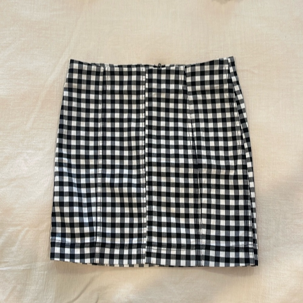 Free People gingham mini skirt, size 0, worn once like-new